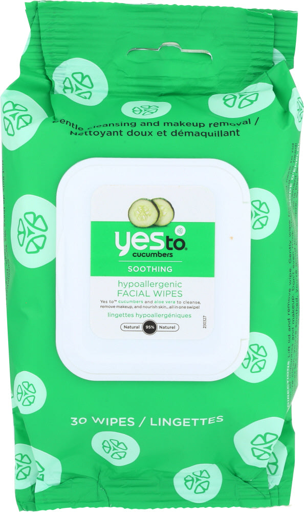YES TO: Cucumbers Facial Towelettes Natural Glow, 30 pc
