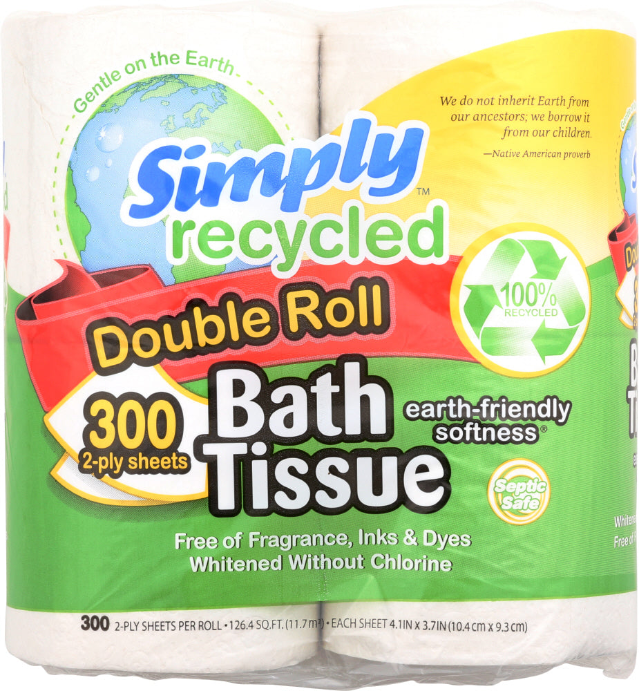 SIMPLY RECYCLED: 2-Ply Double Roll Bath Tissue, 1 ea