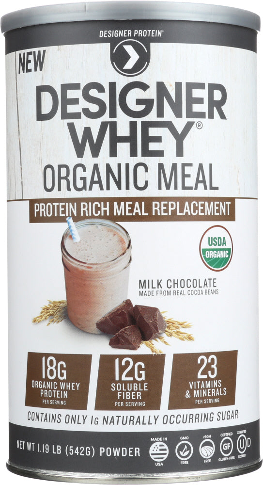 DESIGNER PROTEIN WHEY: Designer Whey Meal Preparation Powder Chocolate Organic, 1.21 lb