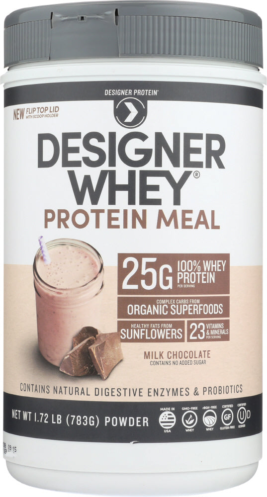 DESIGNER PROTEIN WHEY: Designer Whey Meal Replacement Powder Chocolate, 1.72 lb