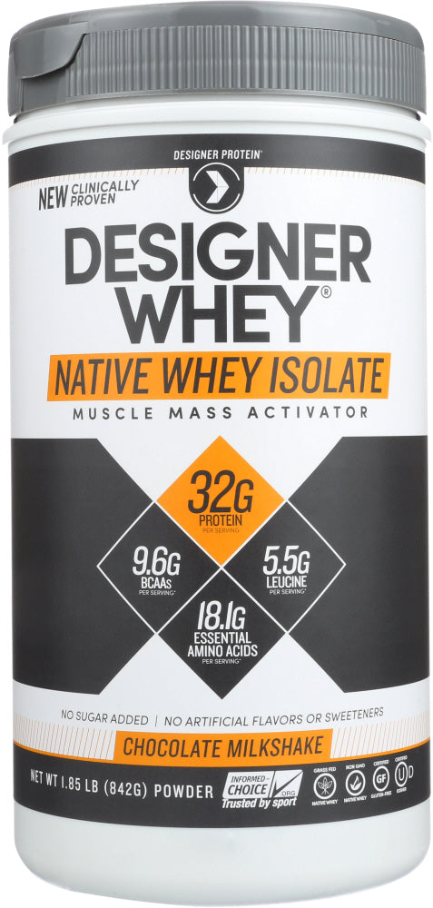 DESIGNER PROTEIN WHEY: Designer Whey Native Whey Chocolate Milkshake, 1.85 lb