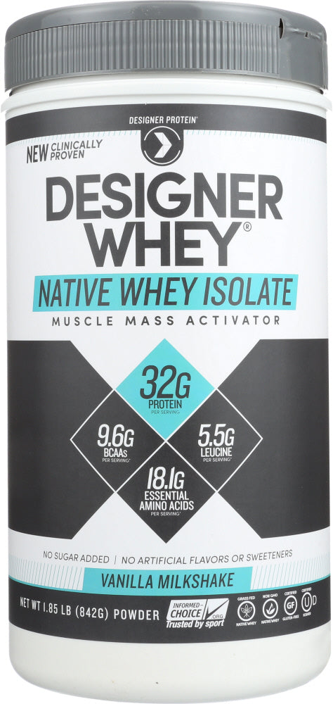 DESIGNER PROTEIN WHEY: Designer Whey Native Whey Vanilla Milk, 1.85 lb