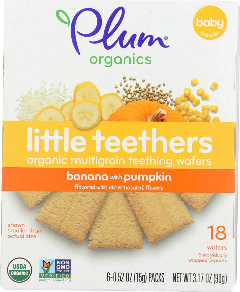 PLUM ORGANICS: Little Yums Organic Teething Wafers Pumpkin & Banana 6 packs, 3 oz