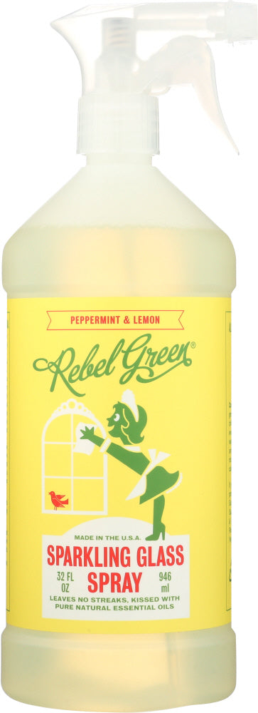 REBEL GREEN: Sparkling Glass Spray Peppermint & Lemon, 32 oz