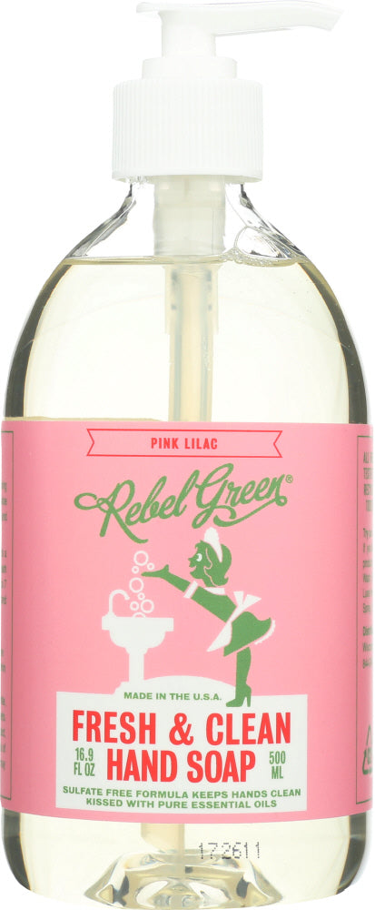 REBEL GREEN: Fresh & Clean Hand Soap Pink Lilac, 16.9 oz