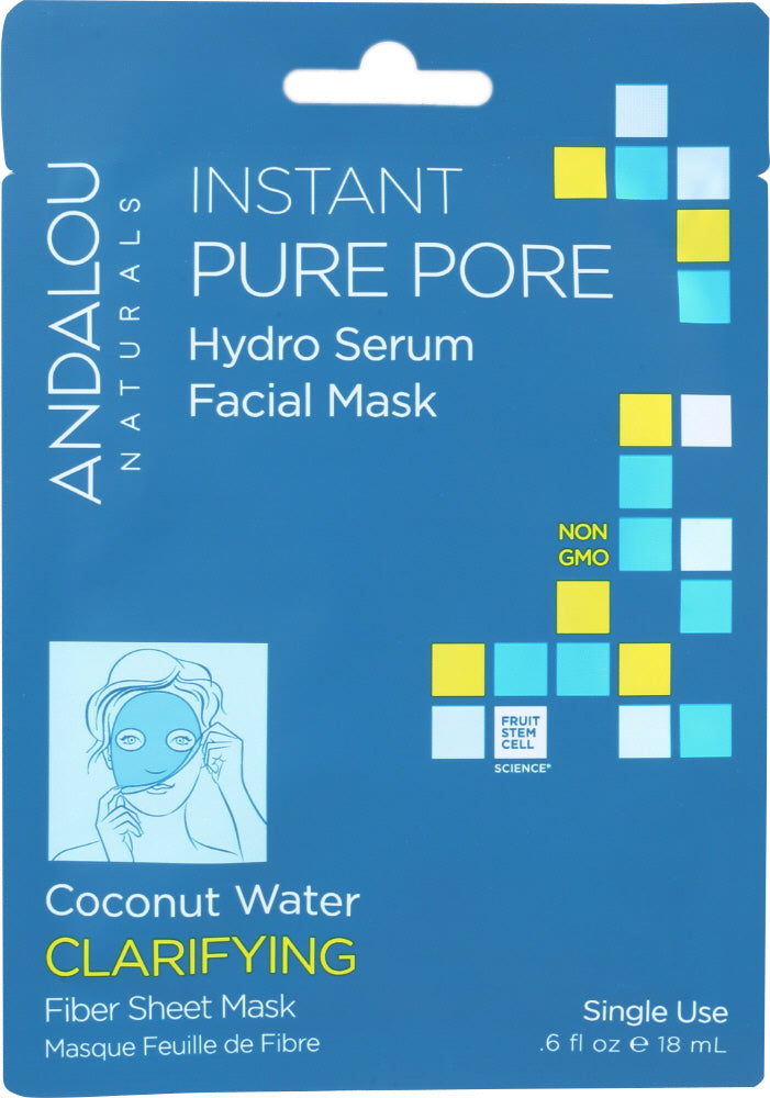 ANDALOU NATURALS: Instant Pure Pore Hydro Serum Facial Mask Clarifying, 0.6 oz