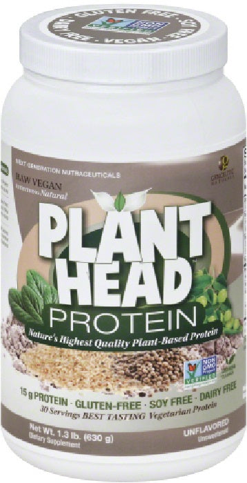 GENCEUTIC NATURALS: Plant Head Protein Unflavored, 1.3 lb