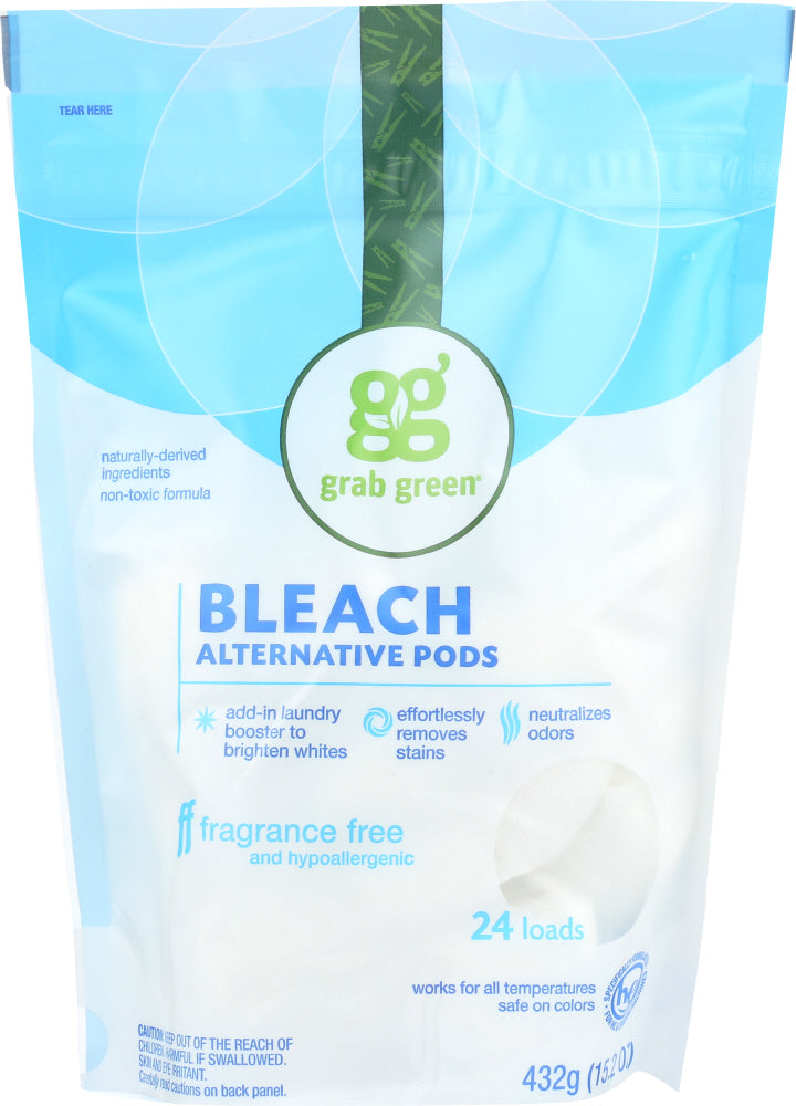 GRAB GREEN: Bleach Alternative Fragrance Free Pouch 24 Count, 15.2 oz