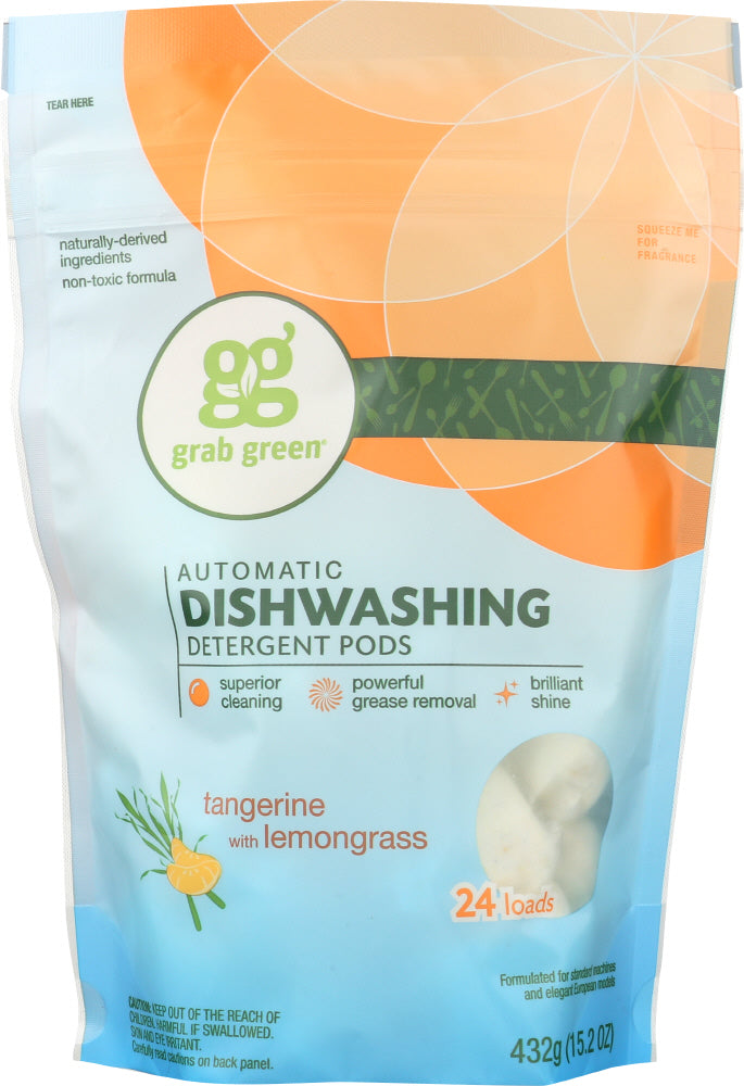 GRAB GREEN: Automatic Dishwashing Detergent Tangerine with Lemongrass, 15.2 oz